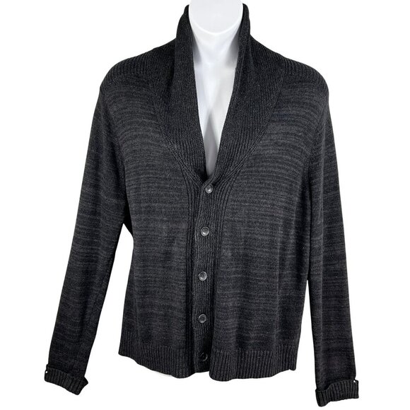 Treasure & Bond Mens XL Shawl Collar Cardigan Black Caviar Marl Quiet Luxury - Picture 10 of 16
